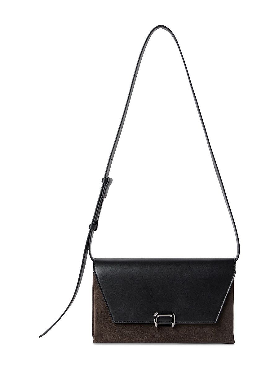 Women's Sartorial Crossbody Bag in Suede and Calfskin - Rust Brown