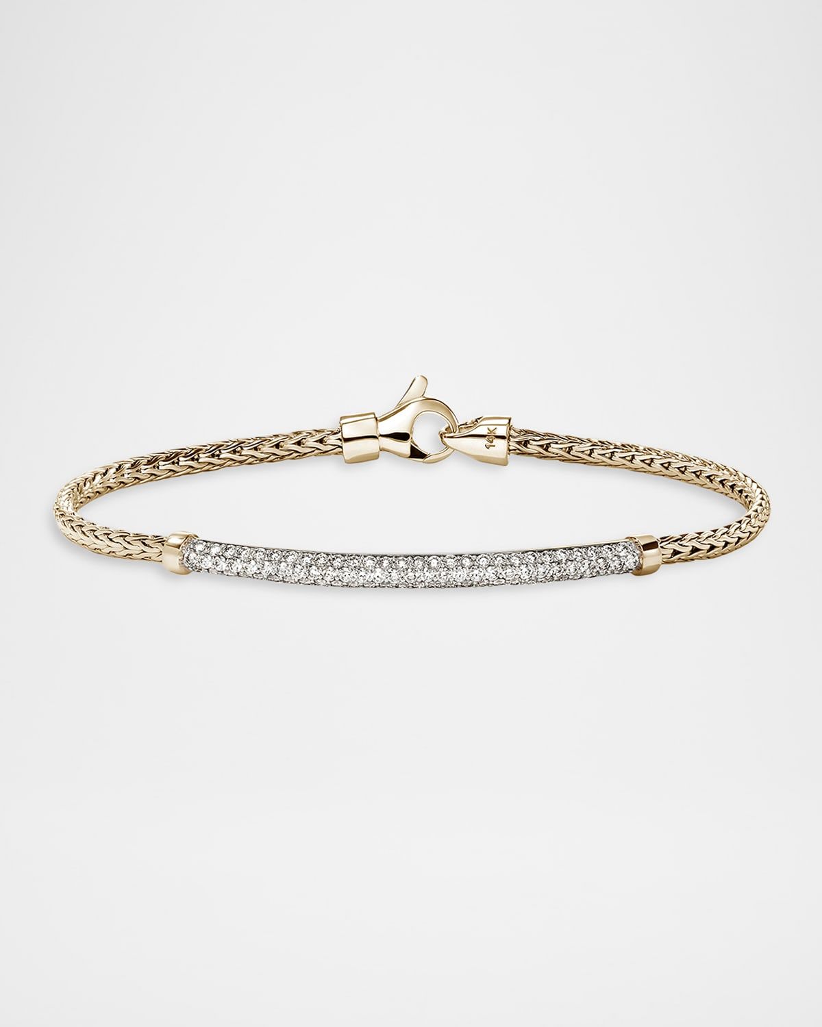 JH Essential 14K Yellow Gold Diamond Pave Station Bracelet, 2.5mm