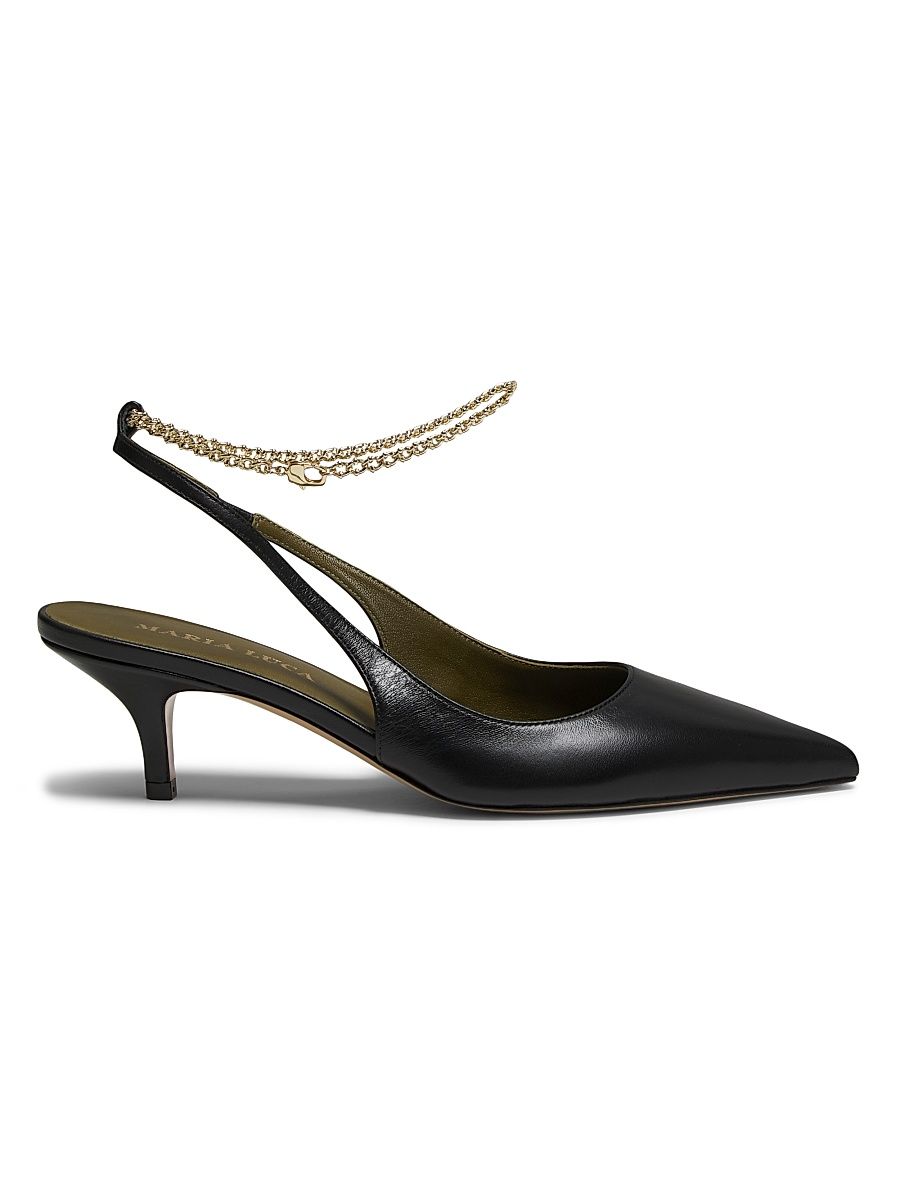 Women's Felicia 60MM Leather Slingback Pumps - Black - Size 10