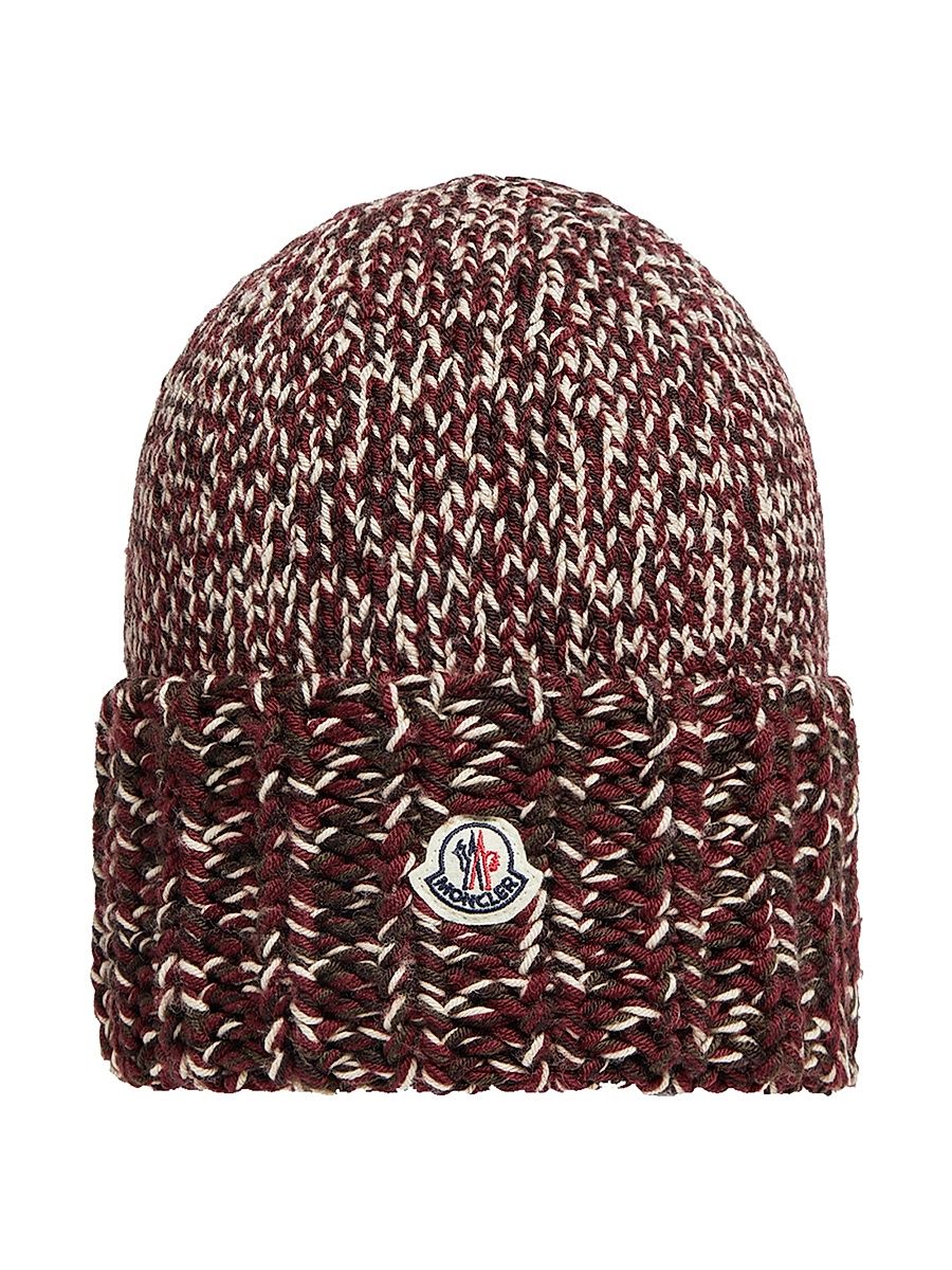 Women's Beanie Hat in Mouline Wool Blend - Burgundy