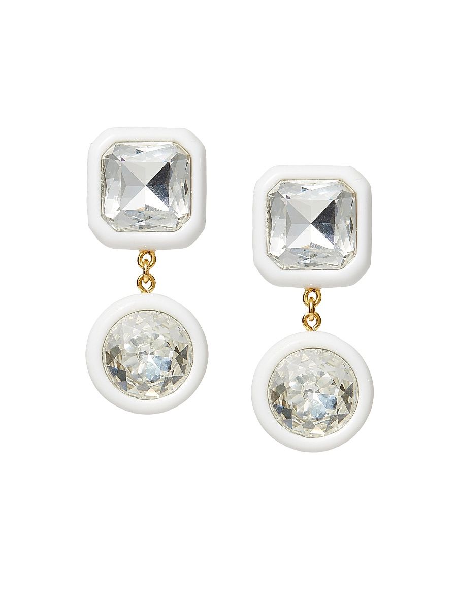 Women's Gem Goldtone, Acetate & Crystal Drop Earrings - Ivory