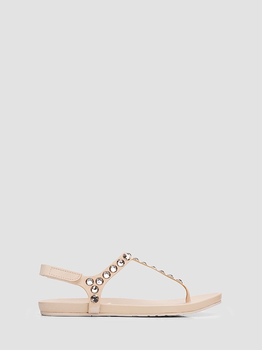 Women's Judith Crystal & Suede T-Strap Sandals - Plume Castoro - Size 12