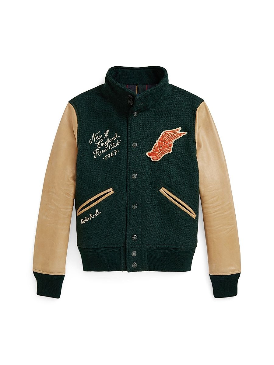 Little Boy's & Boy's Leather-Sleeve Letter Jacket - Churchill Green - Size 7