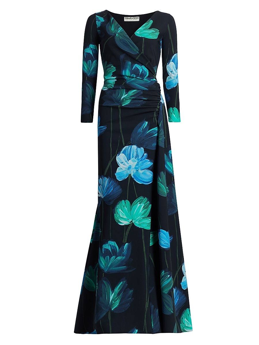 Women's Koly Floral Stretch-Jersey Gown - Donna Blue - Size 18