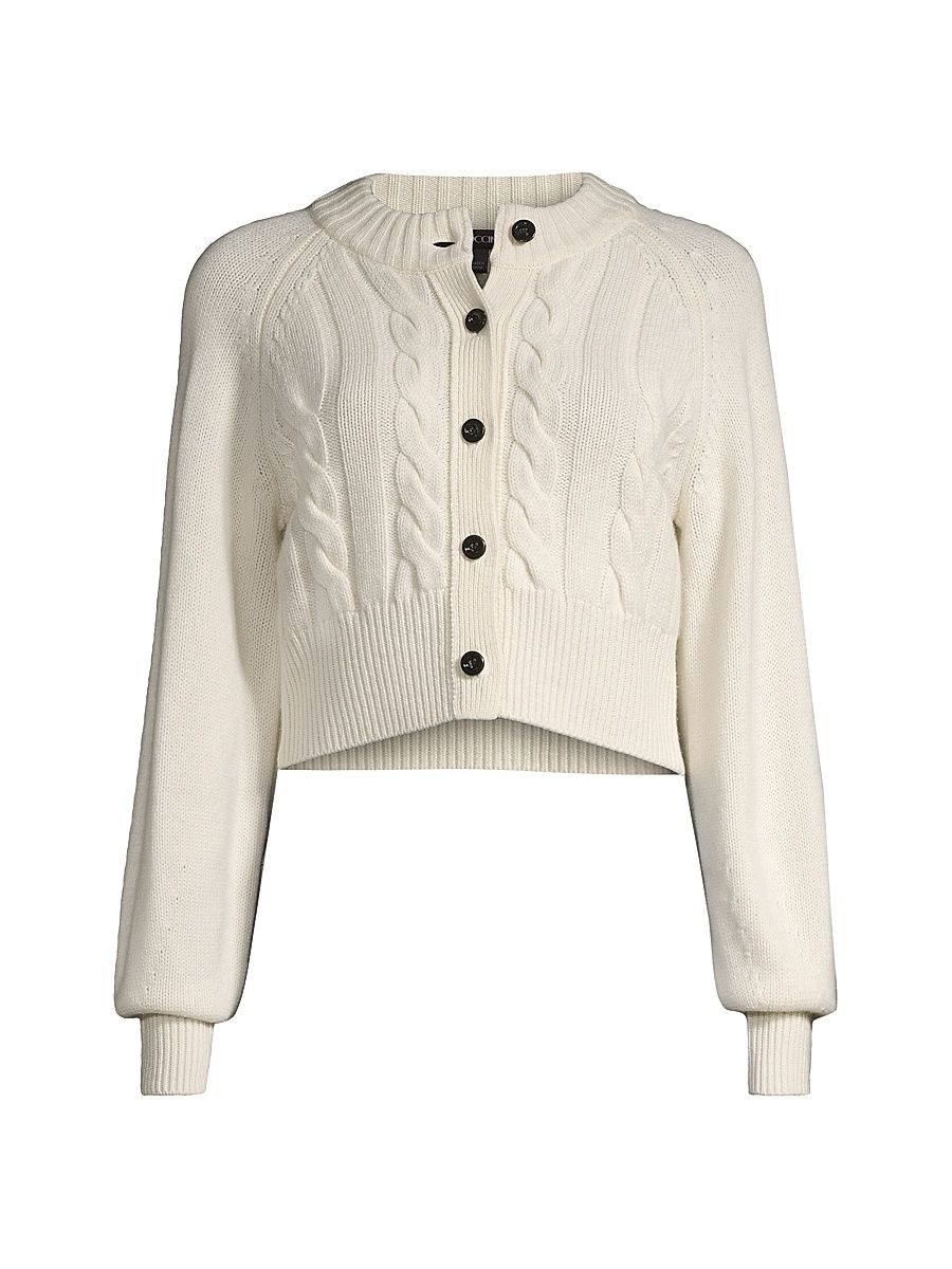 Women's Rita Wool-Cashmere Cropped Cardigan - Ivory - Size XL
