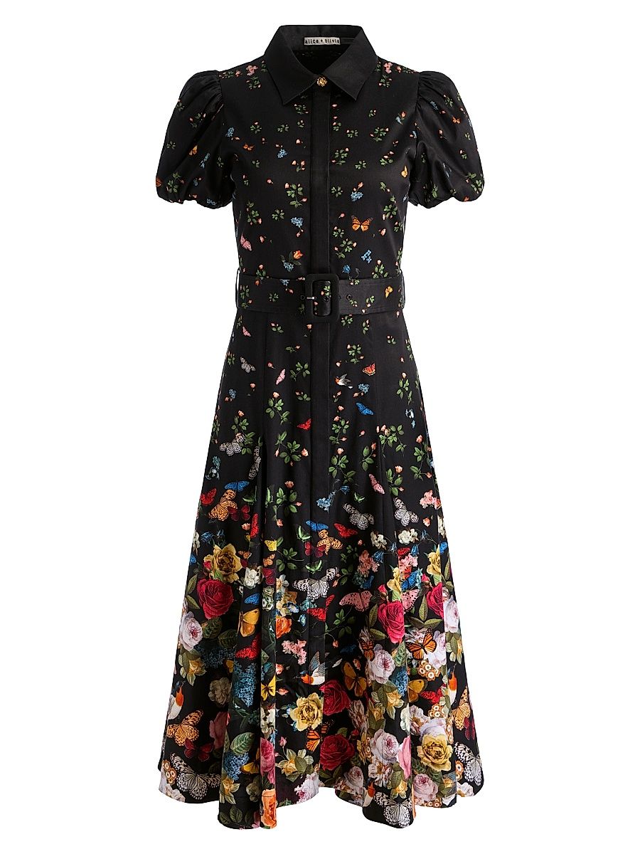 Women's Henrietta Floral Belted Shirtdress - Solar Strength Black - Size 4