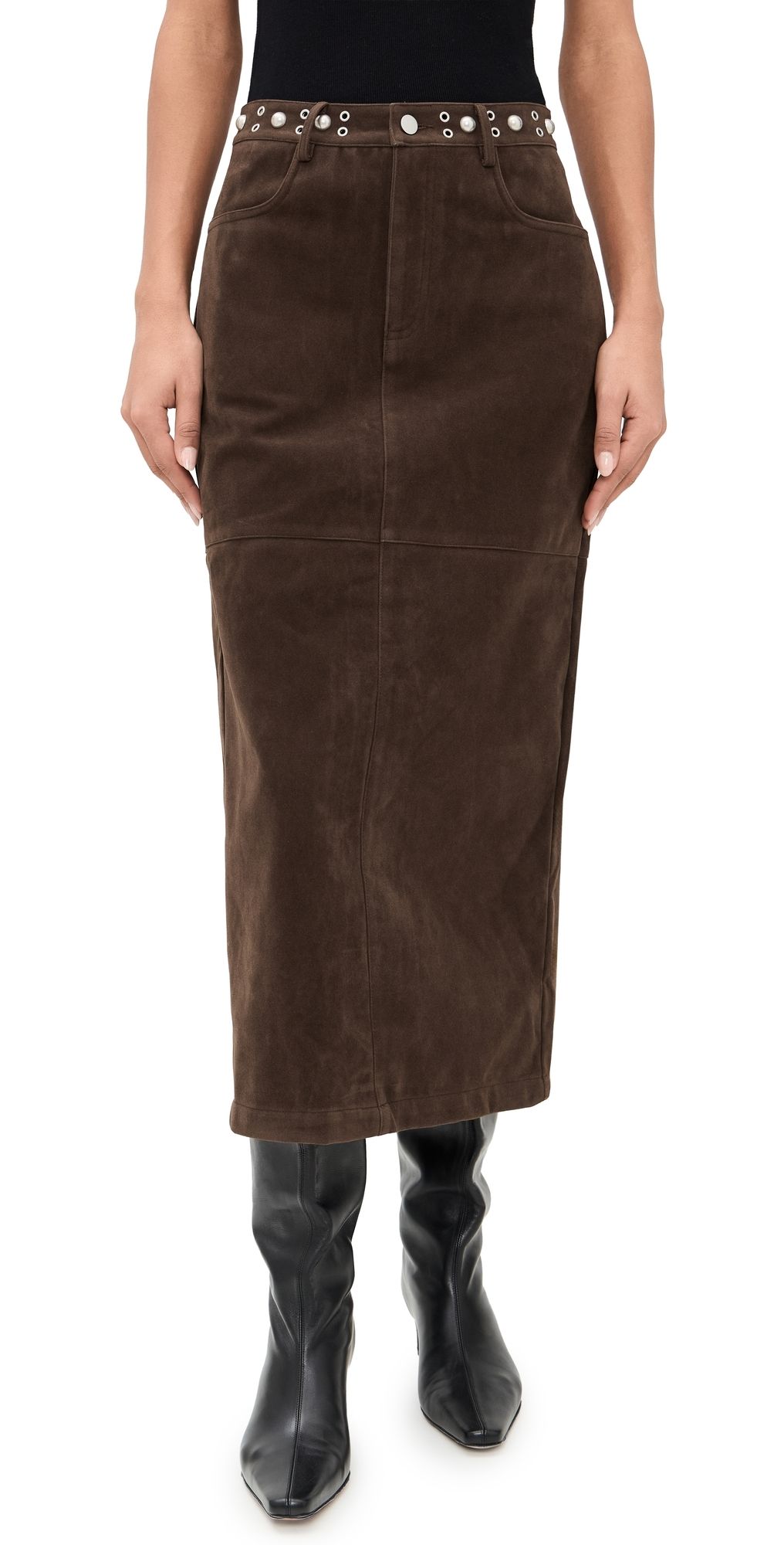 Bailey Rose Suede Skirt Chocolate L