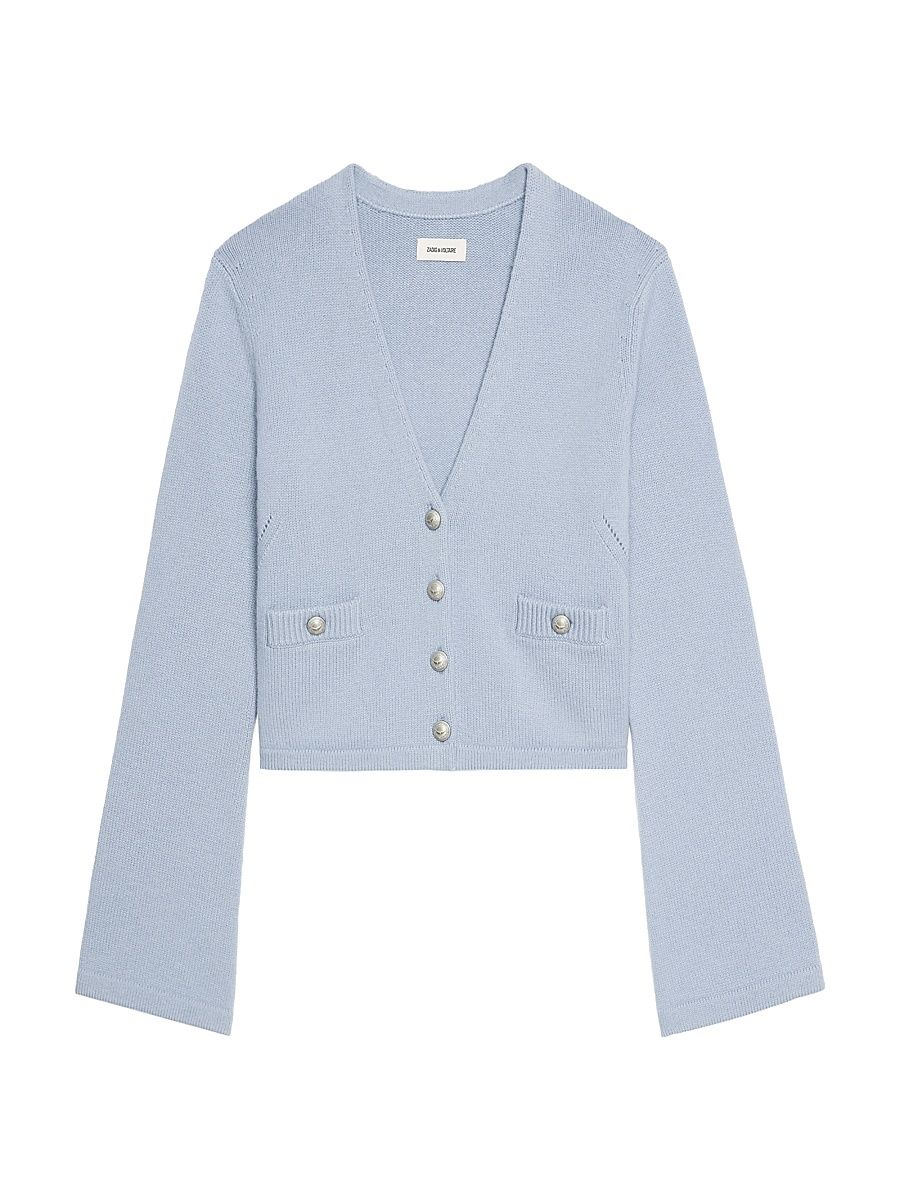 Women's Nolly Wool & Cashmere Cardigan - Light Blue - Size Large