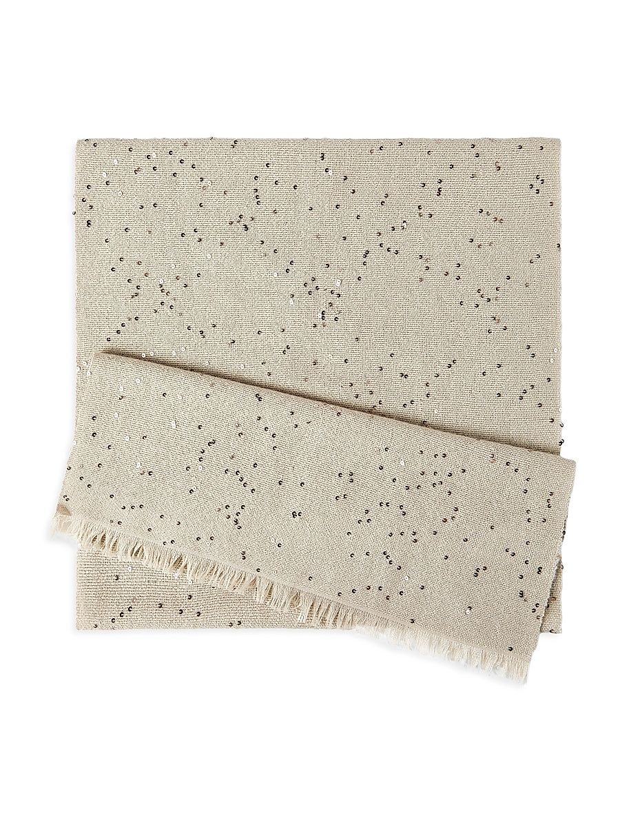 Women's Cashmere and Silk Diamond Yarn Scarf - Fog