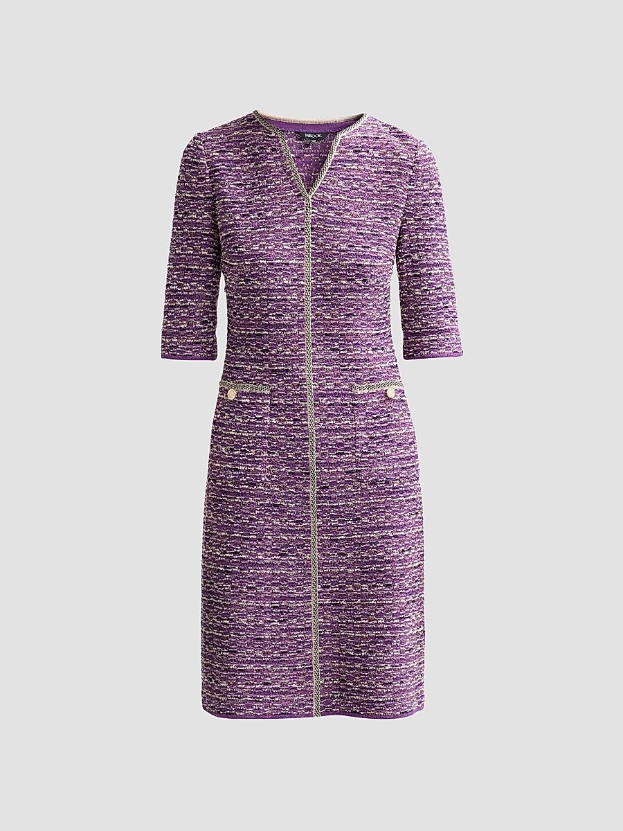 Women's Metallic Tweed Knit Sheath Dress - Fresh Purple Biscotti - Size XXL