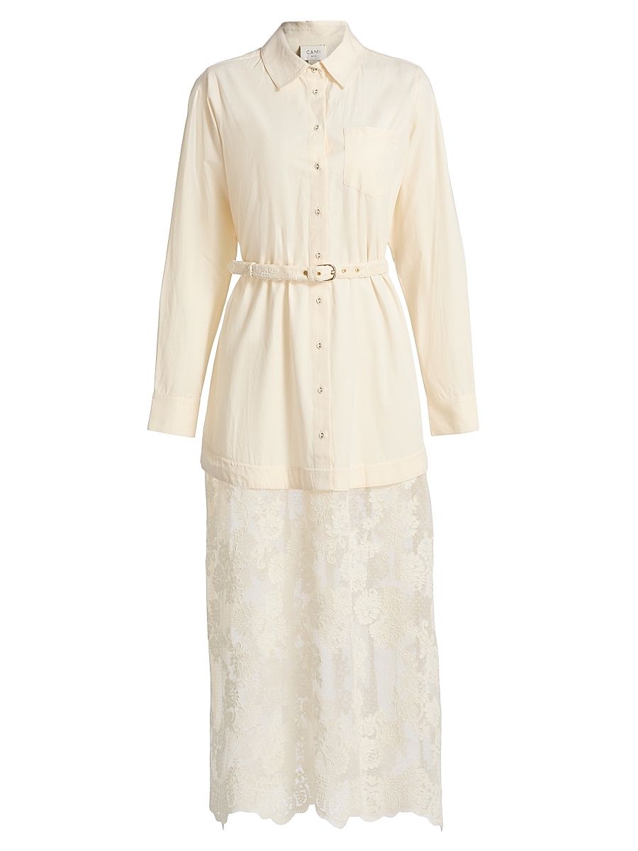 Women's Niveen Mixed Media Midi-Dress - Macadamia - Size XS