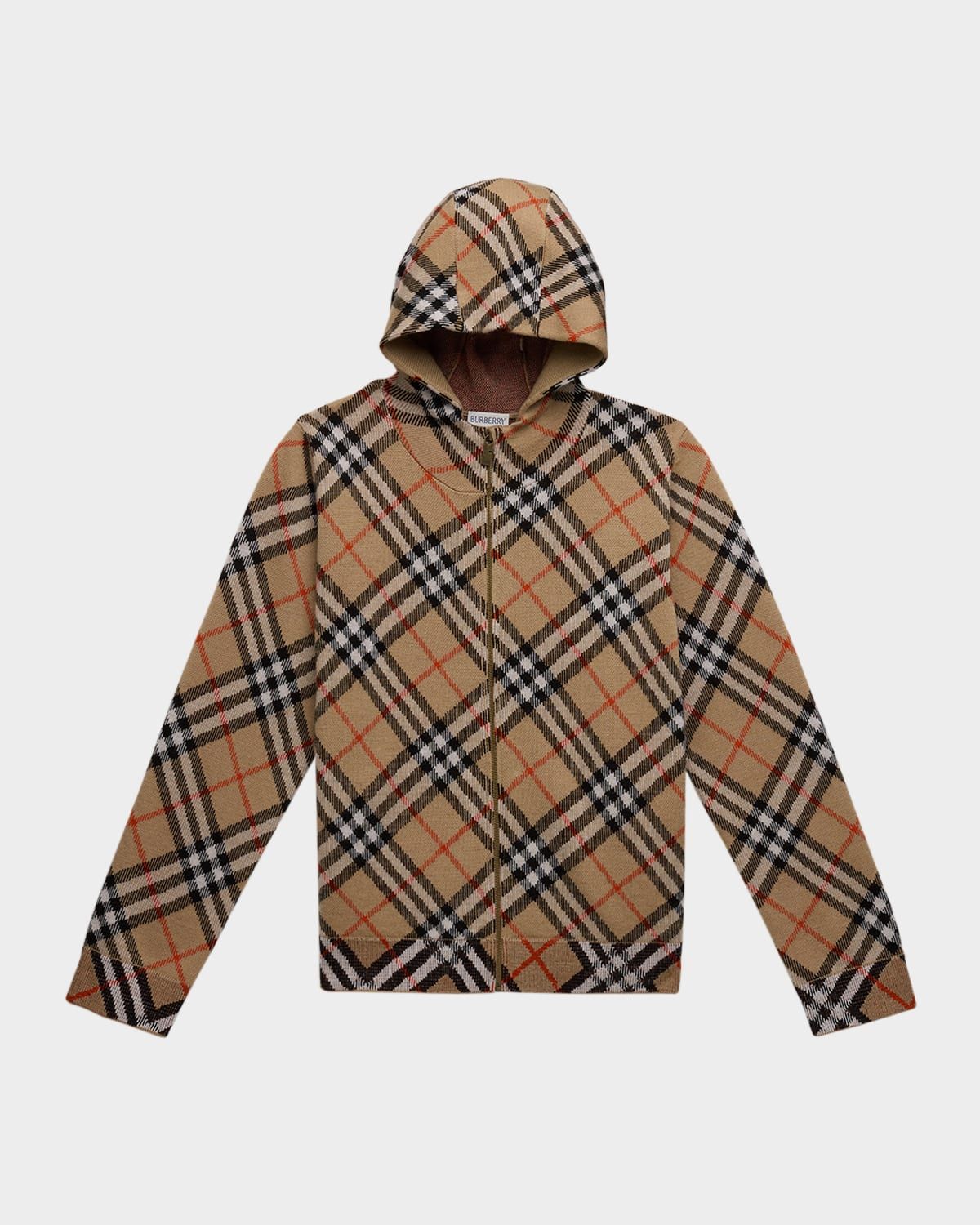 Boy & apos;s Jimmy Check-Print Hoodie, Size 3-14