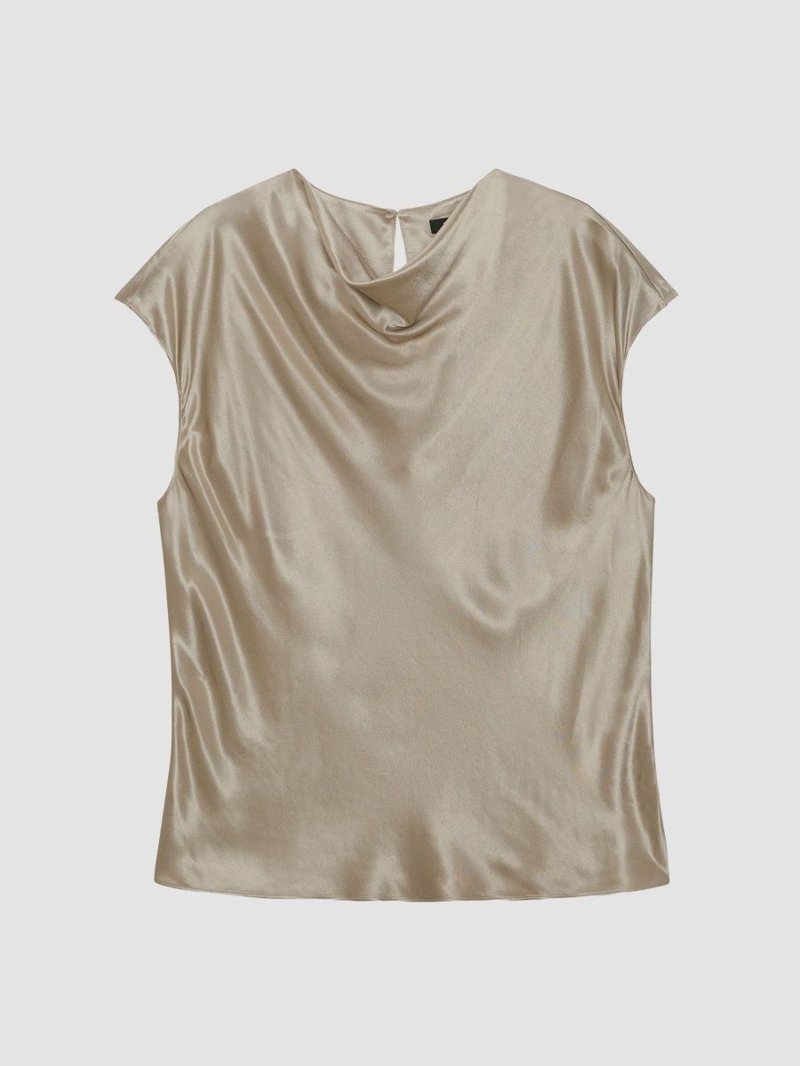 Rails Women's Loretta Satin Cowlneck Blouse - Mink - Size Large