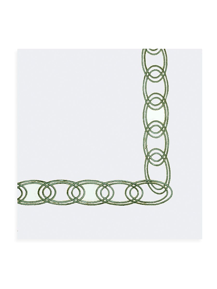 Chain Border Linen Napkin Set of 4 - Green