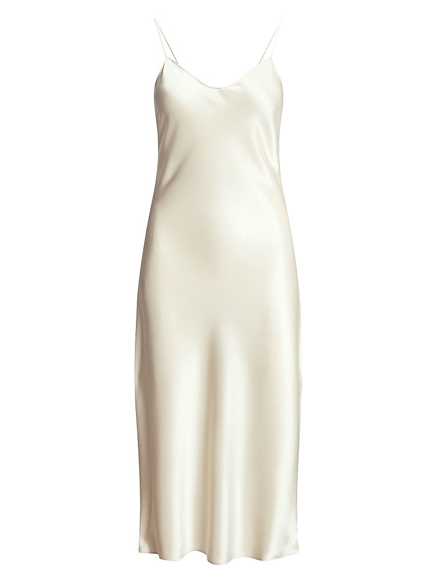Women's Satin Slip Midi-Dress - Champagne - Size 6