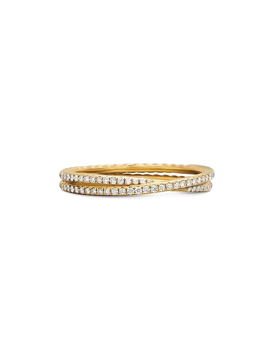Women's DY Crossover Micro Pavé Band Ring in 18K Yellow Gold - Diamond - Size 6