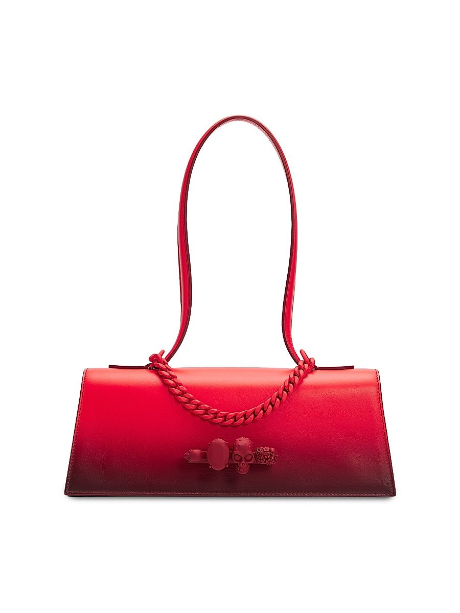 Women's Jeweled Ombré Leather Shoulder Bag - Powder