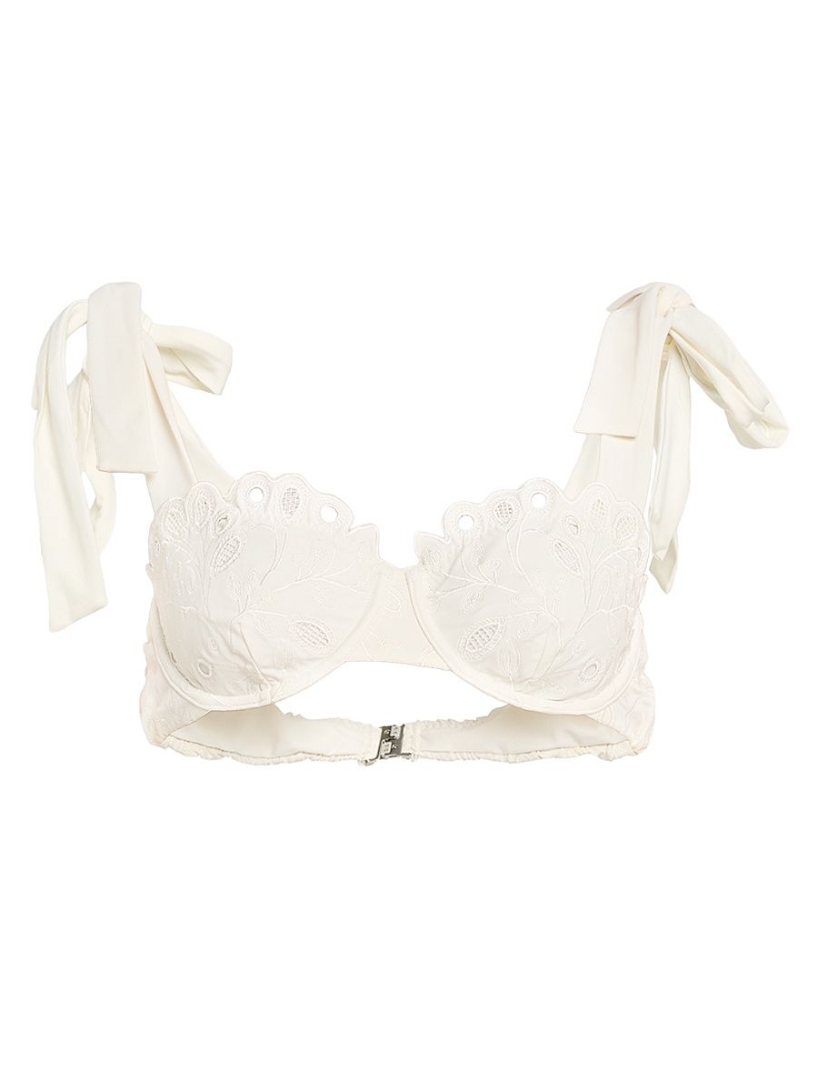 Women's Sofie Embroidered Bikini Top - Ivory - Size XS