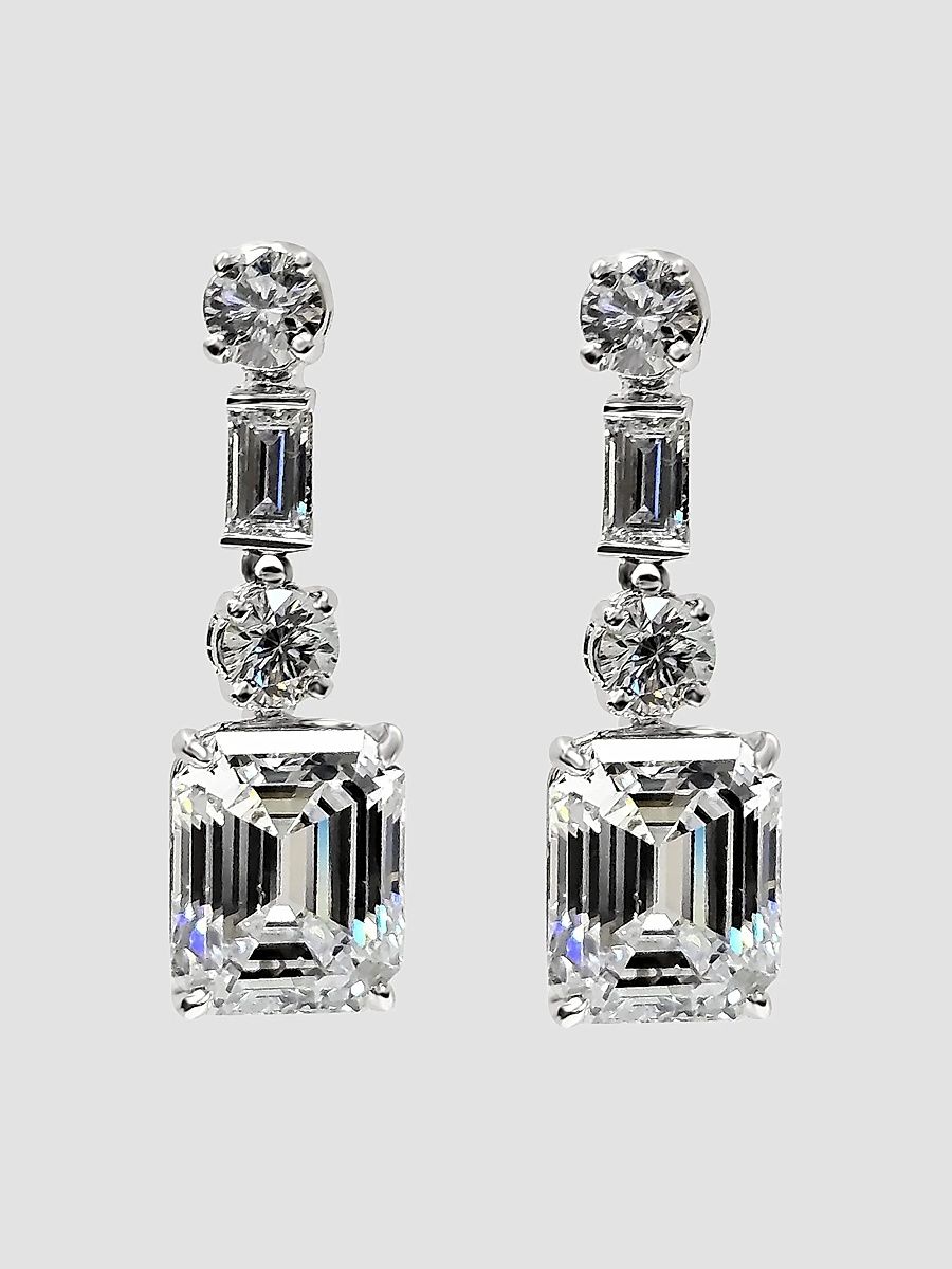Women's Sterling Silver & 13.60 TCW Cubic Zirconia Drop Earrings - White
