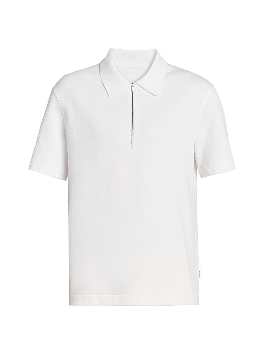 Men's Half-Zip Polo Shirt - Optic White - Size 44