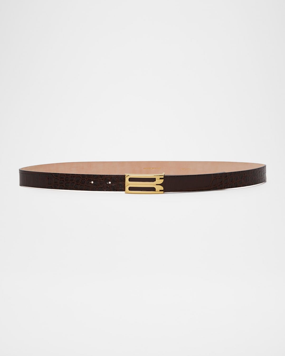 Gold-Plated B-Logo Leather Belt