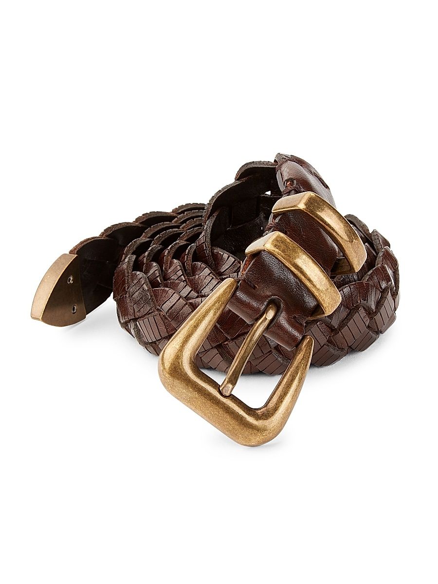 Brunello Cucinelli Men's Braided Leather Belt - Tobacco - Size 36