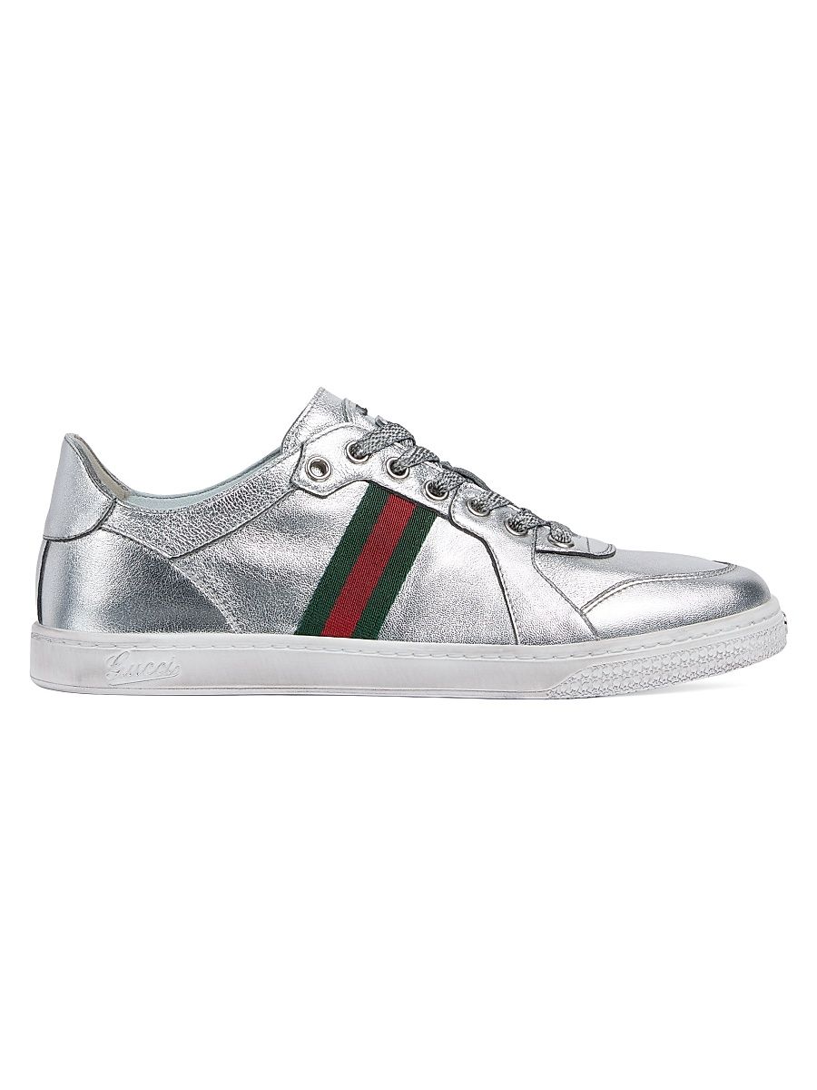 Women's Coda Leather Low-Top Sneakers - Silver - Size 10