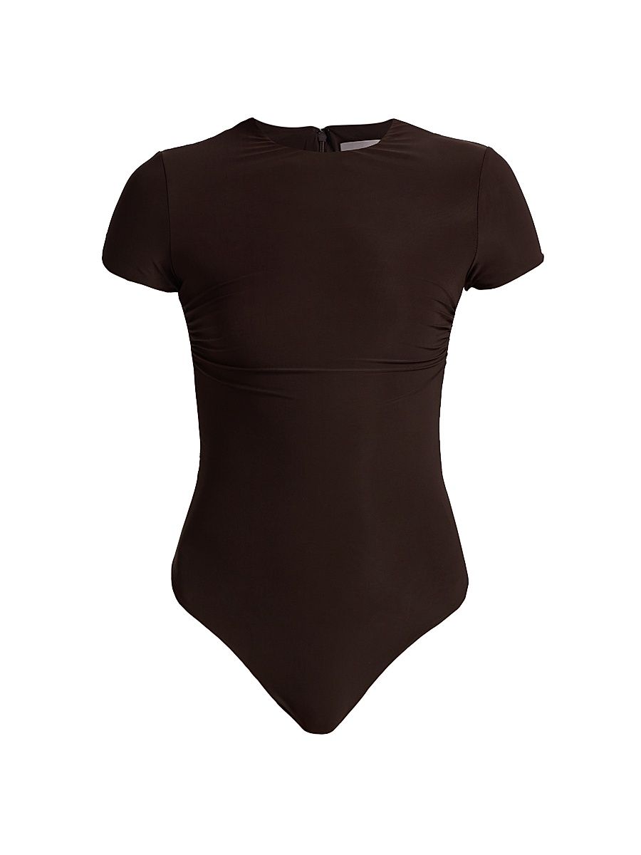 Women's Rae Jewel Neck Bodysuit - Espresso - Size Small