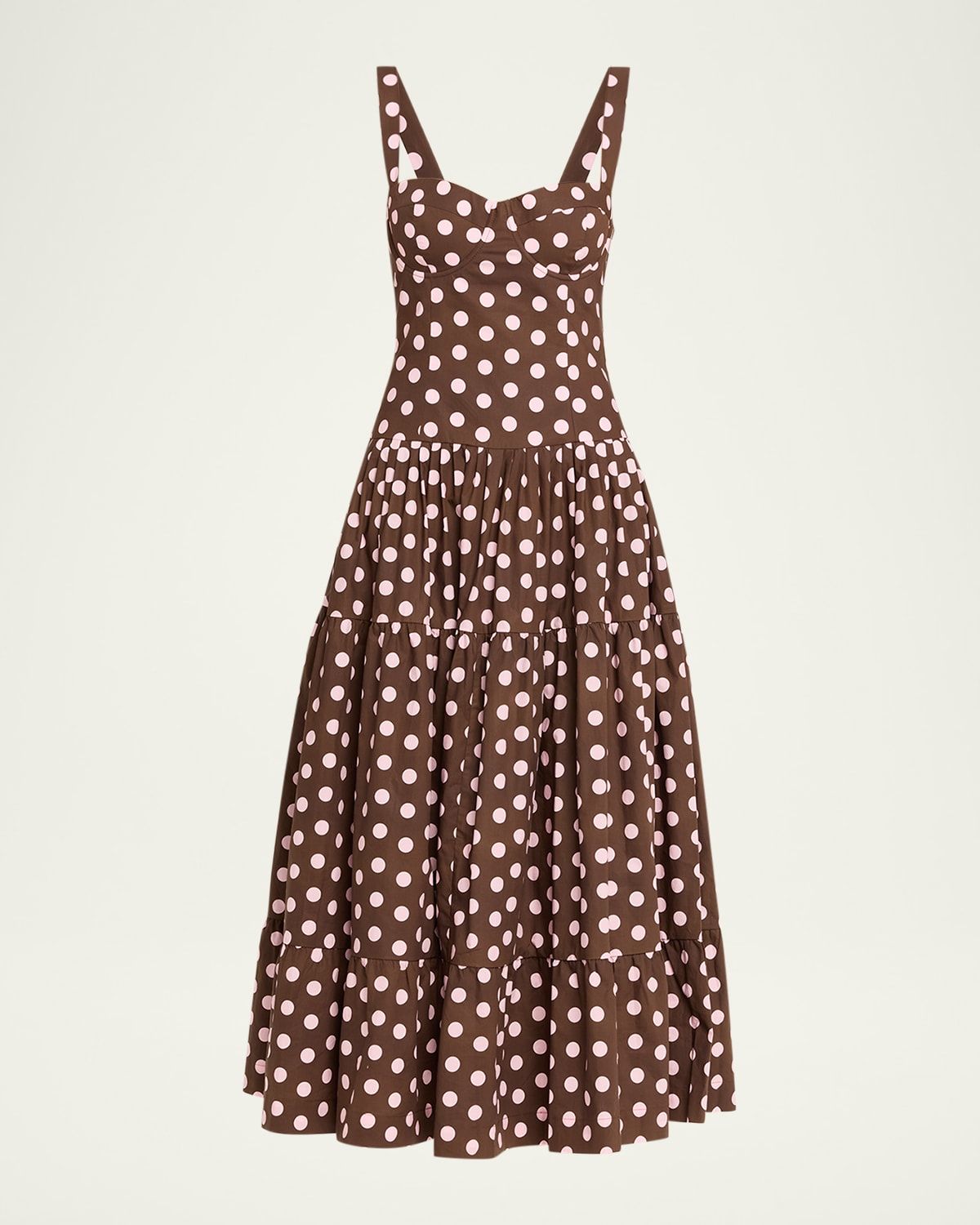 Santiago Bustier Tiered Floral Poplin Midi Dress