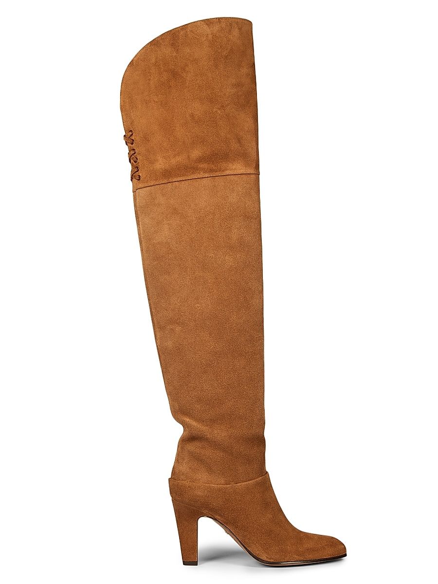 Women's Eve 85MM Suede Knee-High Boots - Pure Brown - Size 10