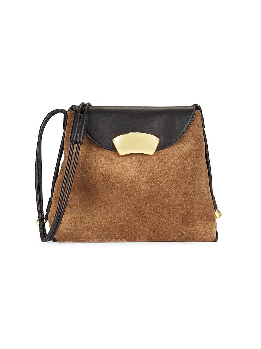Women's Petite ID Suede & Leather Shoulder Bag - Black Farro