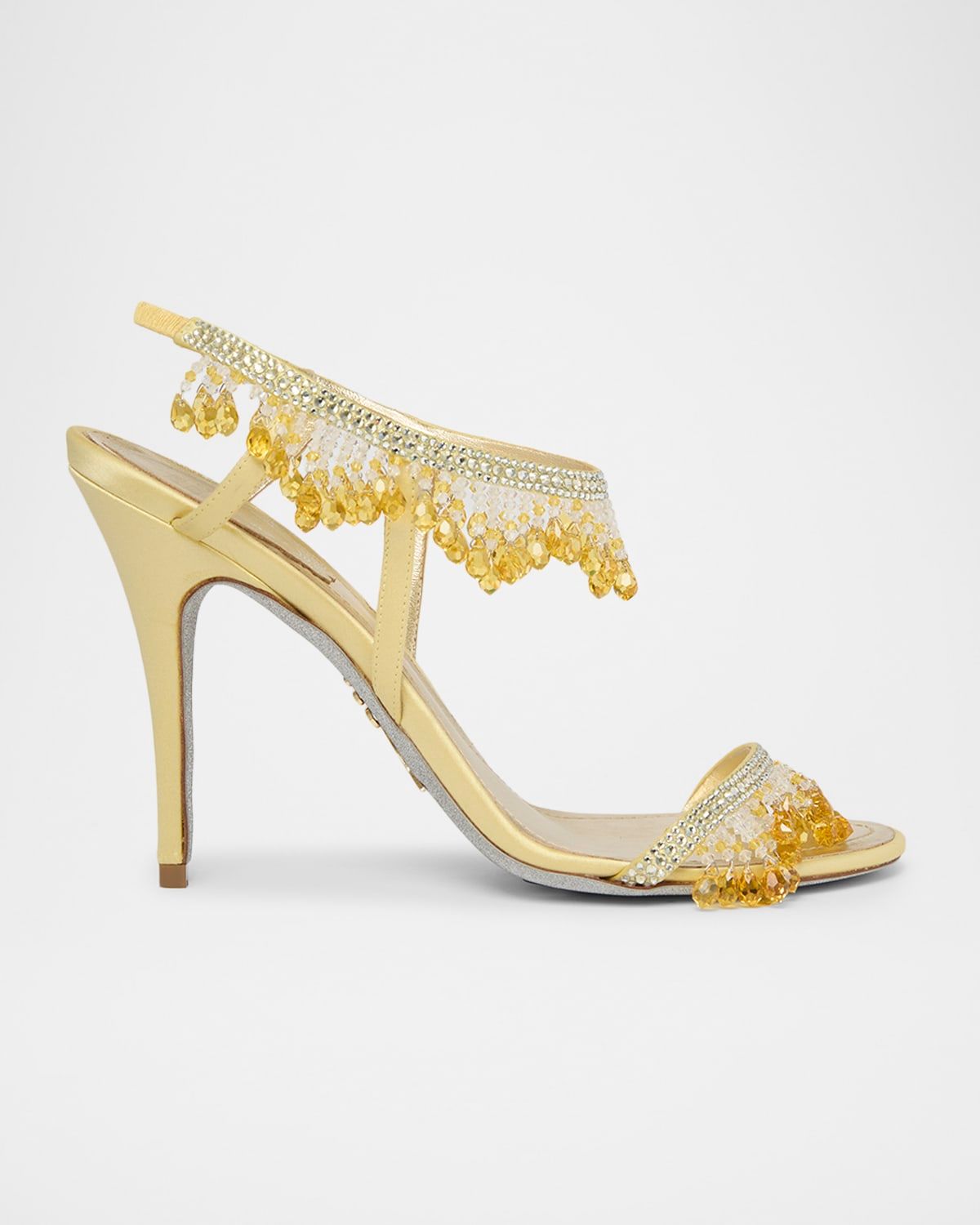 100mm Chandelier Embellished Satin Sandals