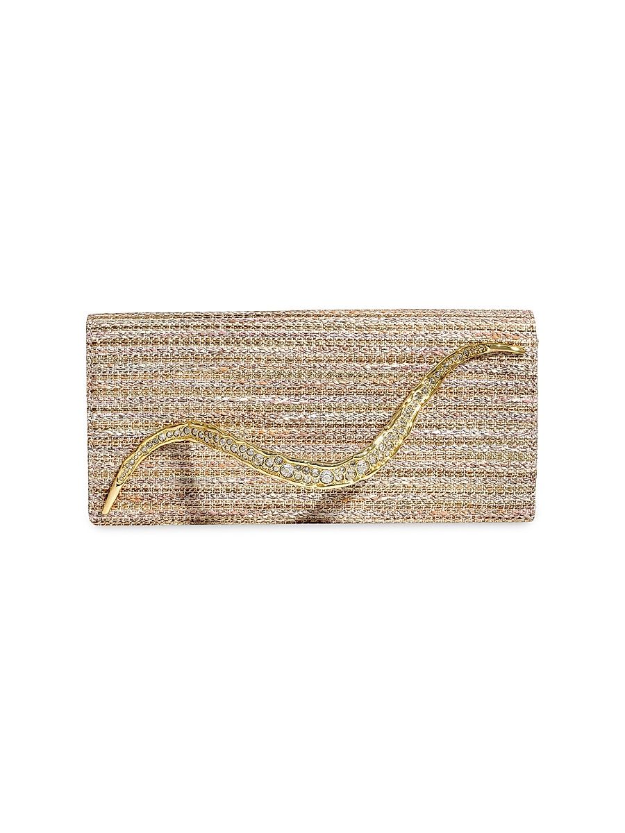Women's Crystal Curve Leather Clutch - Sunset Blush
