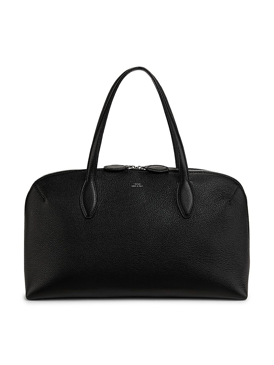 Women's Medium Grained-Leather Day Tote - Black
