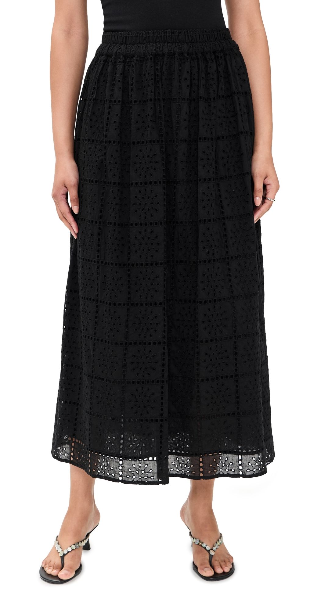 RAILS Dax Skirt Black Grid Embroidery L
