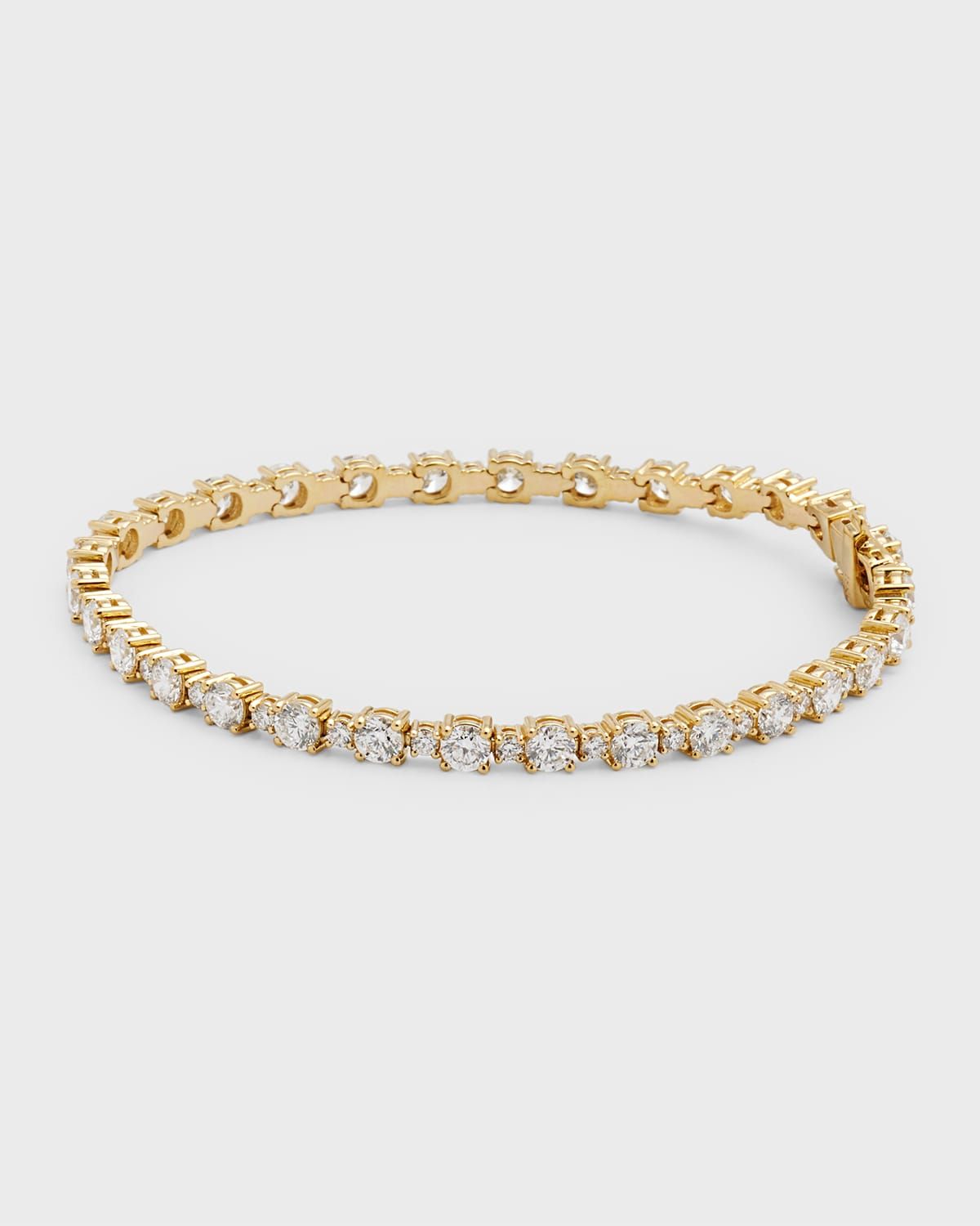 18k Yellow Gold Round Diamond Tennis Bracelet, 7.11tcw, 7"L