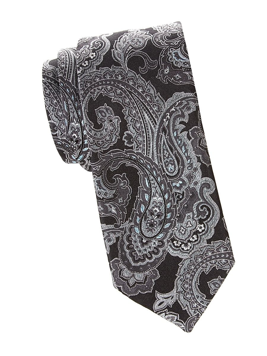 Men's Paisley Silk Tie - Black