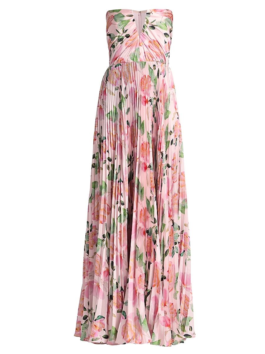 Women's Ella Strapless Satin Gown - Blushing Rosettes - Size Large