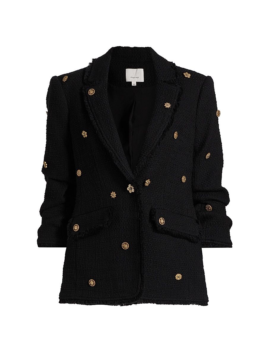 Women's Khloe Studded Cotton Blazer - Black - Size 00