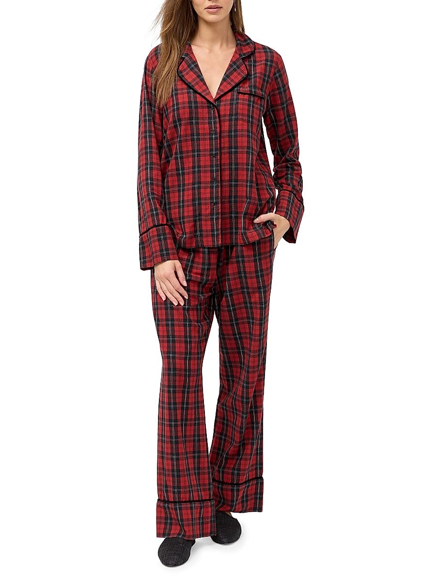 Women's Zariah Floral & Plaid Cotton-Bend Long Pajamas - Zariah - Size Large