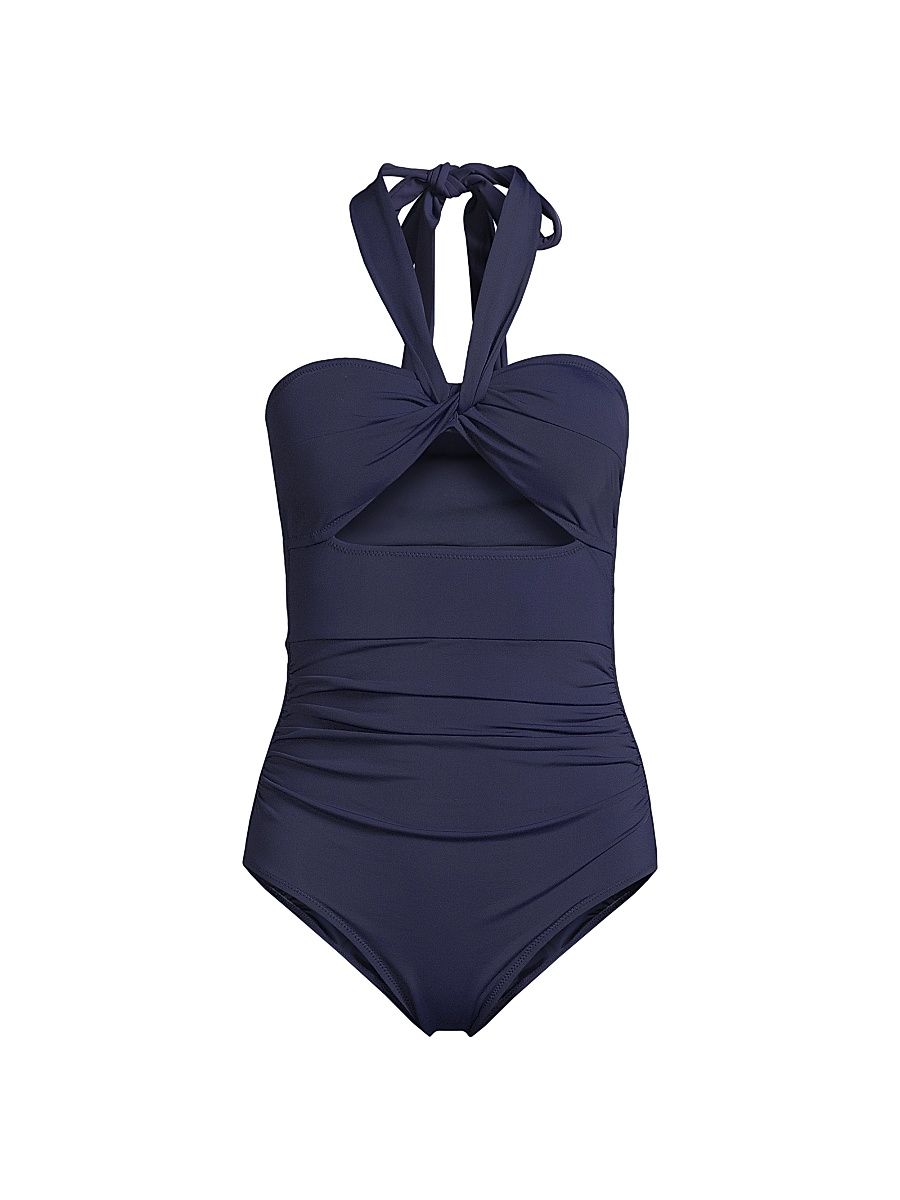 Women's Ella Convertible Twist Front One-Piece Swimsuit - Navy - Size Small