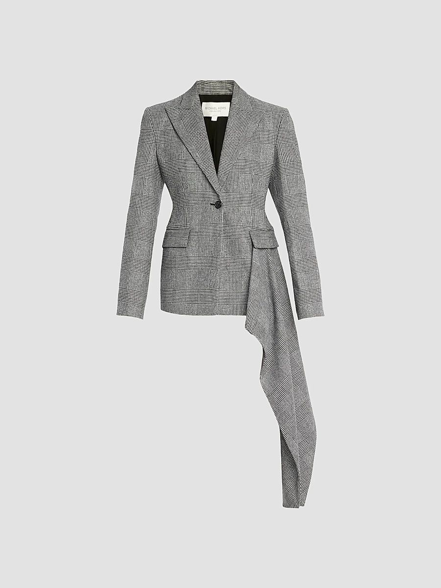 Women's Glen Plaid Streamer Blazer - Black Ivory - Size 12