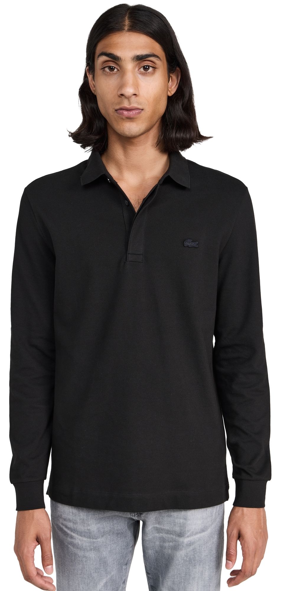Lacoste Long Sleeve Stretch Cotton Paris Polo Noir S