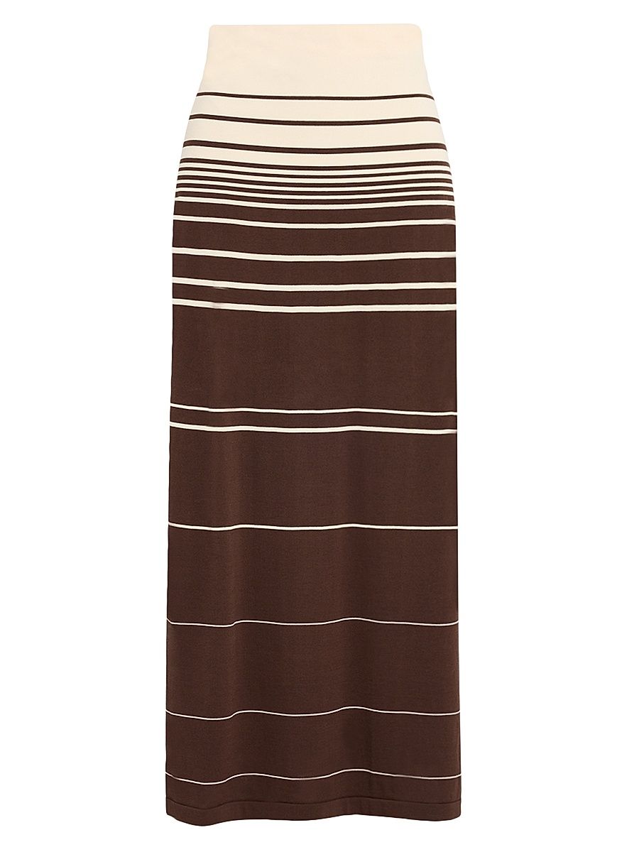 Women's Cassia Striped Knit Maxi Skirt - Brown Multi - Size Large