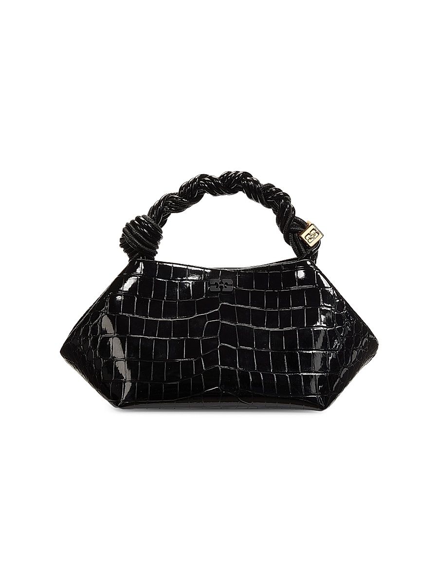 Women's Small Bou Crocodile-Embossed Top Handle Bag - Black