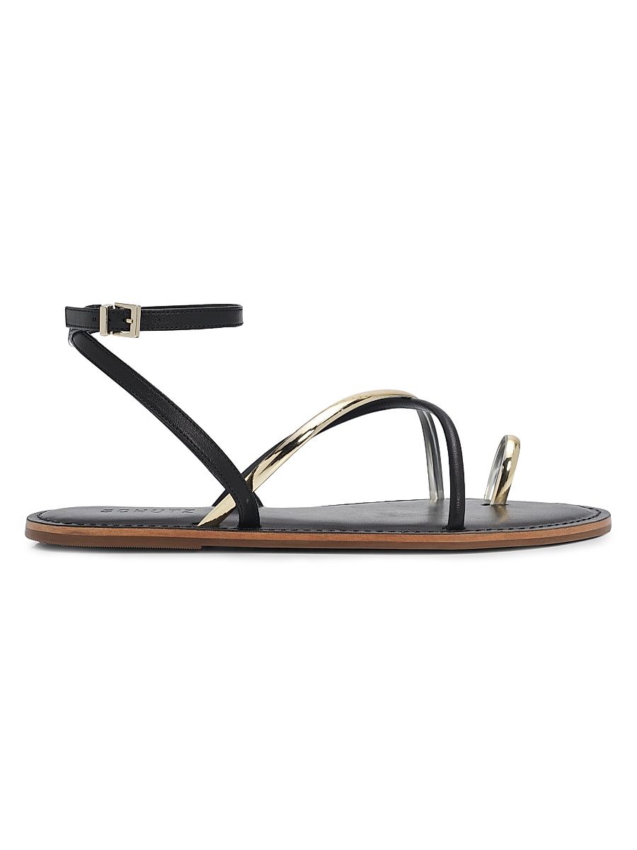 Women's Valeria Leather Sandals - Black - Size 11