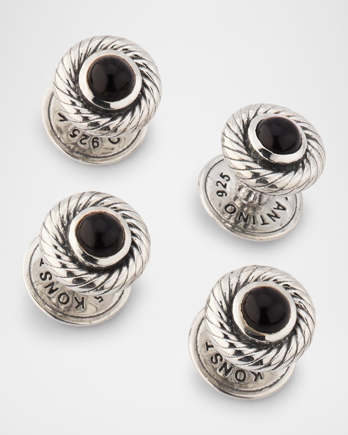 Men & apos;s Kavos Sterling Silver Black Onyx Tuxedo Stud Set