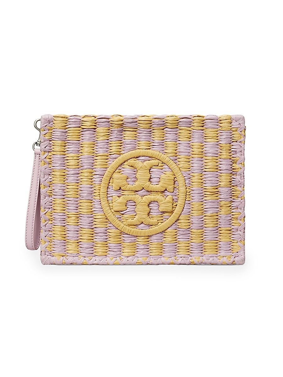 Women's Ella Two-Tone Logo Straw Wristlet Pouch - Light Purple