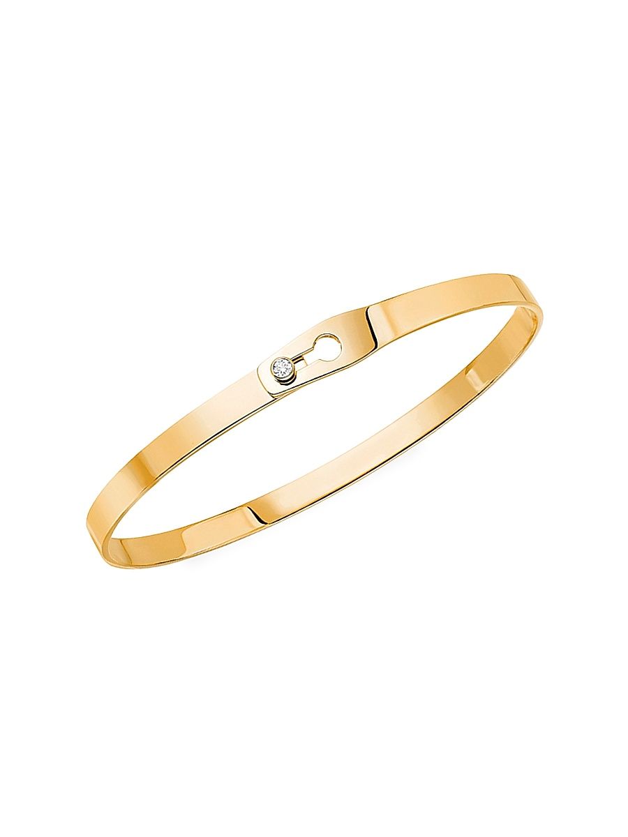Women's Serrure Ruban 18K Yellow Gold & Diamond Bangle - Yellow Gold - Size 16