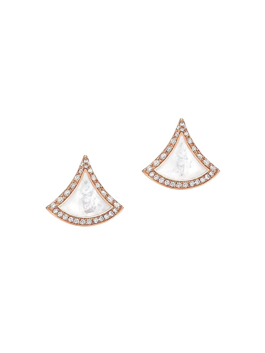 Women's Divas' Dream 18K Rose Gold & Gemstone Stud Earrings - Mother Of Pearl